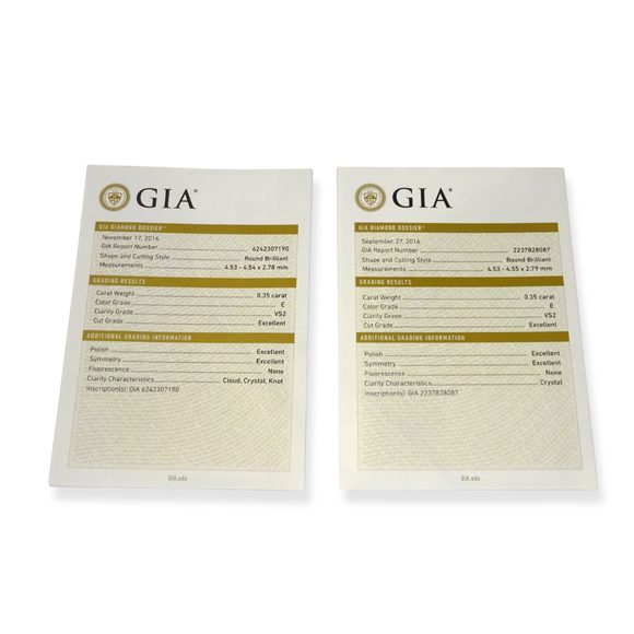 GIA Certified Blue Nile Diamond Stud Earring in Platinum E VS2 0.70 CTW - Picture 3 of 3